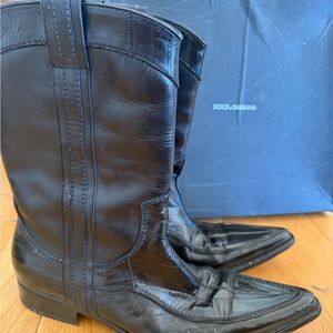 Vintage Dolce & Gabbana Black Leather Western Cowboy Boots